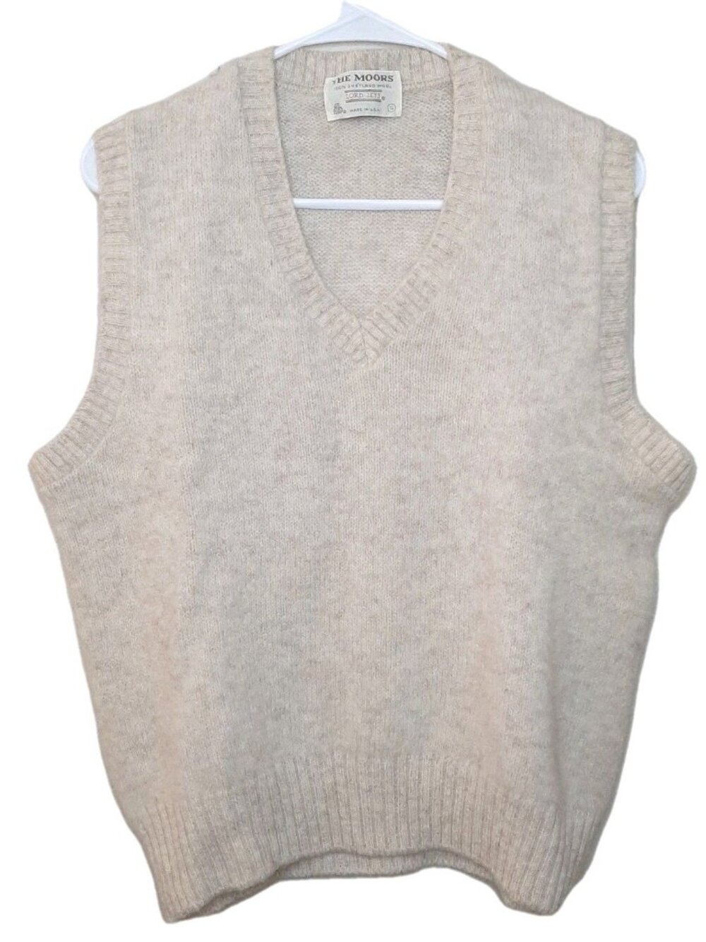 Vintage Men's The Moors 100% Shetland Wool Made In USA Knit Vest Sz S Lord Jeff